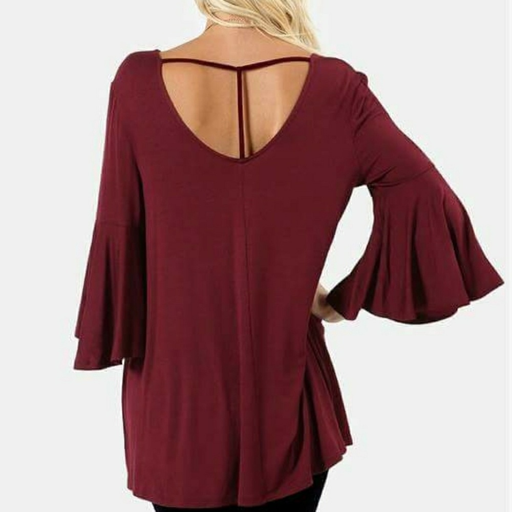 T-TOP BACK BELL SLEEVES- BLACK ONLY